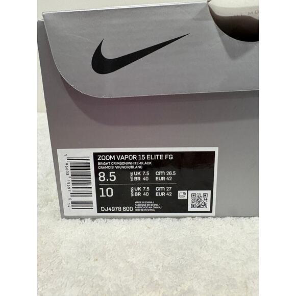 NWT Nike Zoom Mercurial Vapor 15 Elite FG Football Boots Crimson/White M8.5/W10 - Picture 7 of 7